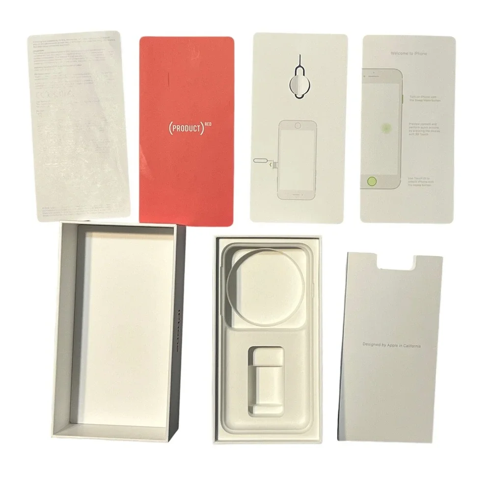 iPhone 7‎ PRODUCT RED EMPTY Box Only Original Apple Packaging Inserts Set